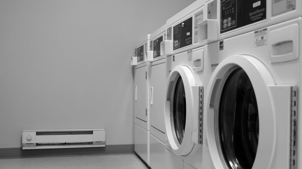 Industrial dryers and washing machines. 