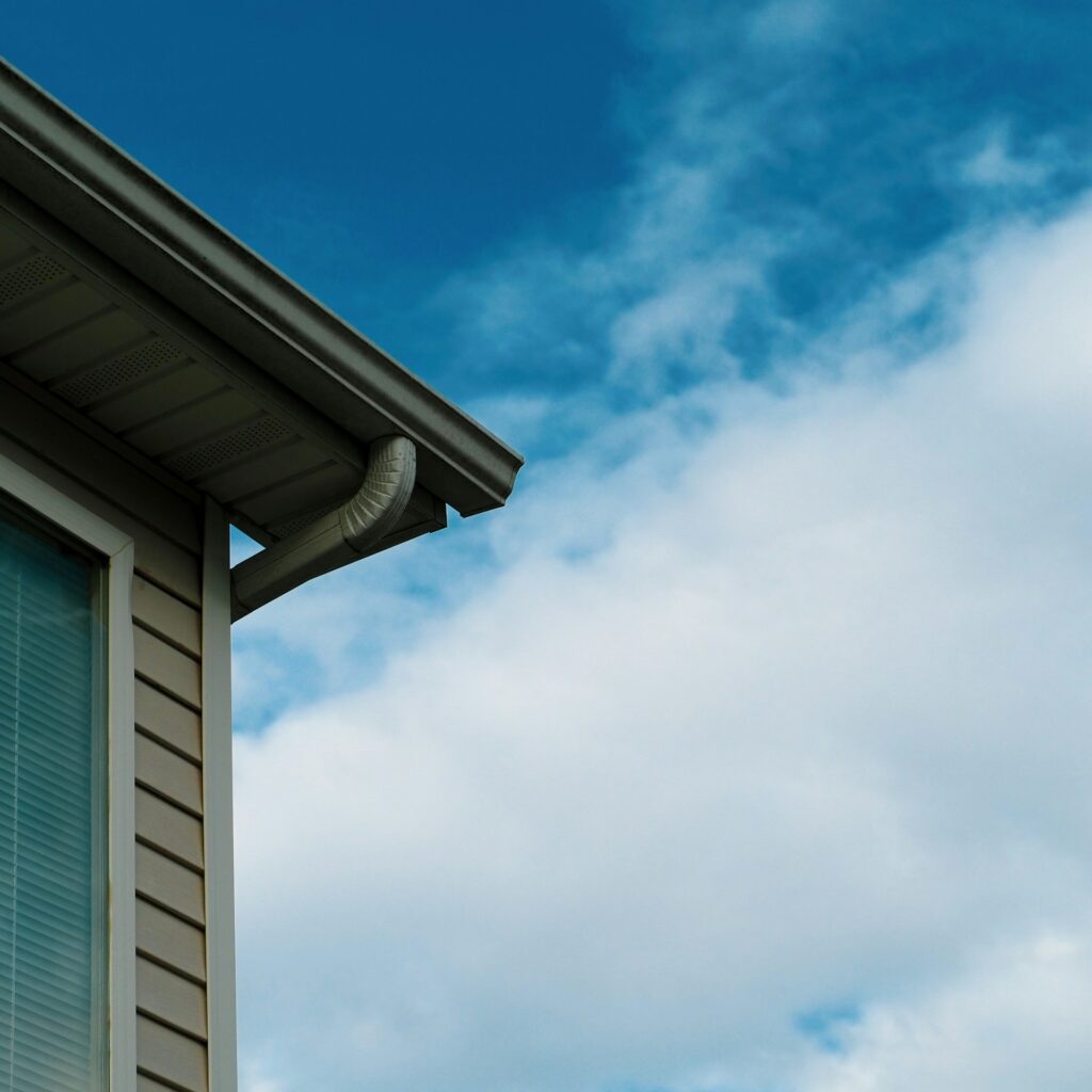 gutters in view under a lue sky on a cloudy day